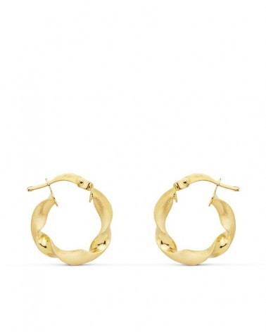 Aros oro 18k amarillo mate y brillo 17mm