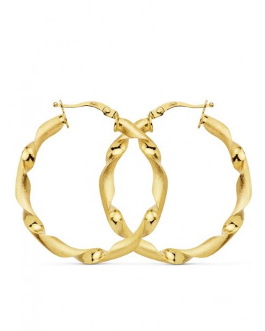 Aros oro 18k trenzados mate y brillo 31mm