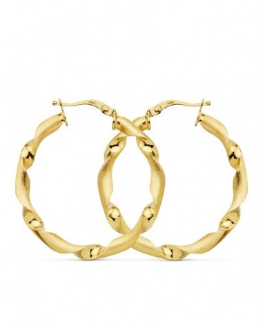 Aros oro 18k trenzados mate y brillo 31mm