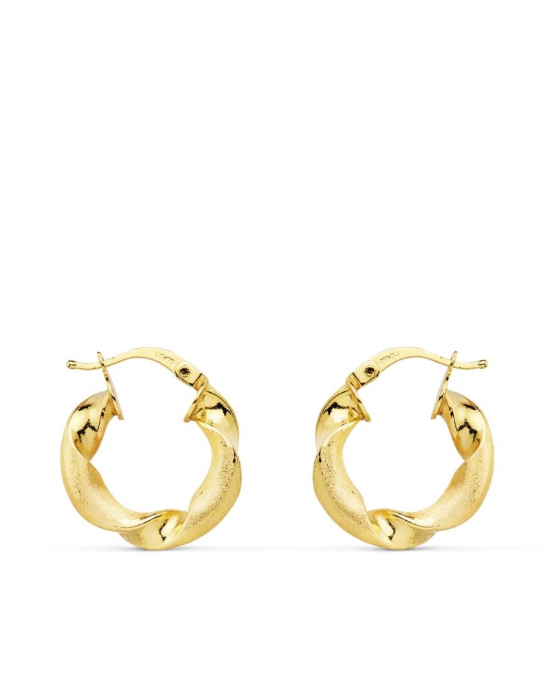 Aros oro 18k amarillo mate y brillo 18mm