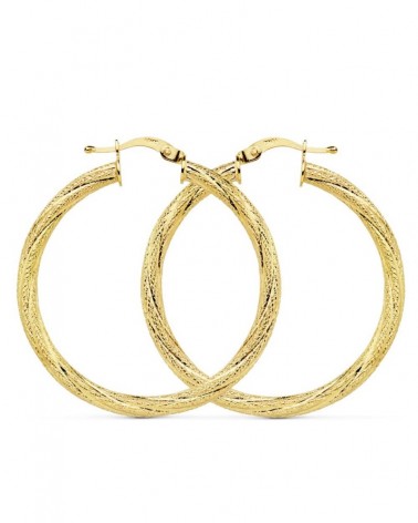 Aros oro 18k amarillo granillados 32mm diámetro