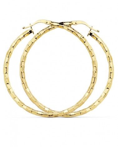 Aros oro 18k amarillo cuadrados 44mm grandes