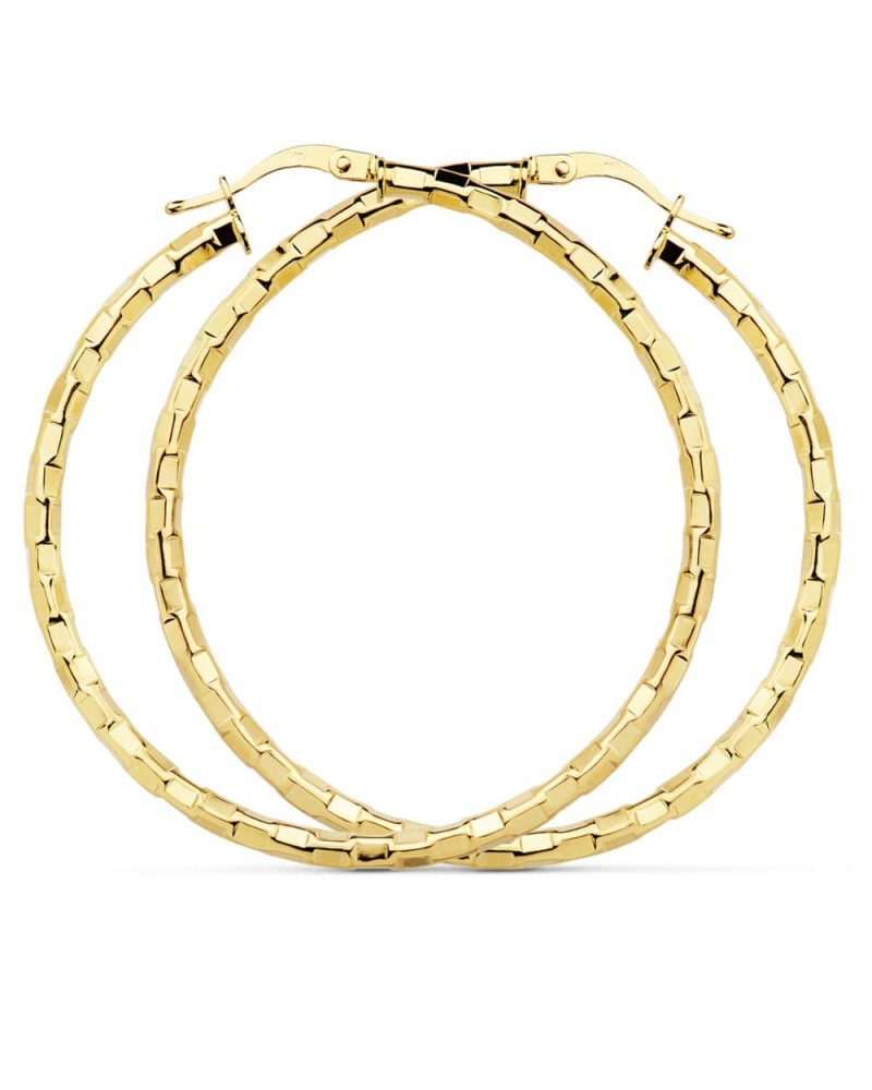 Aros oro 18k amarillo cuadrados 44mm grandes