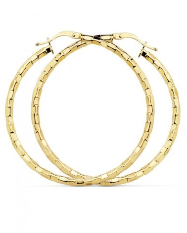 Aros oro 18k amarillo cuadrados 44mm grandes