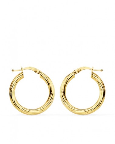 Aros oro 18k amarillo lisos brillo 21mm