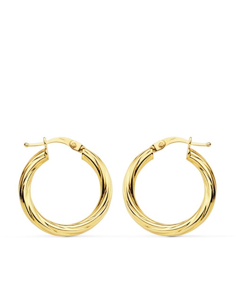 Aros oro 18k amarillo lisos brillo 21mm