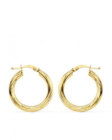Aros oro 18k amarillo lisos brillo 21mm