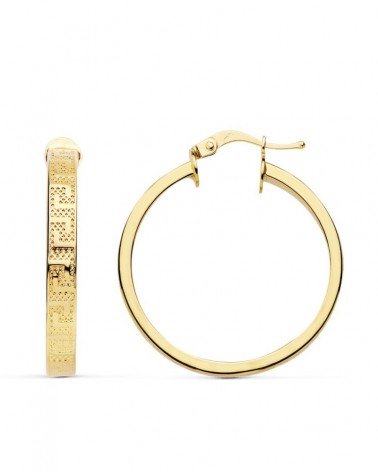 Aros oro 18k amarillo greca 28mm