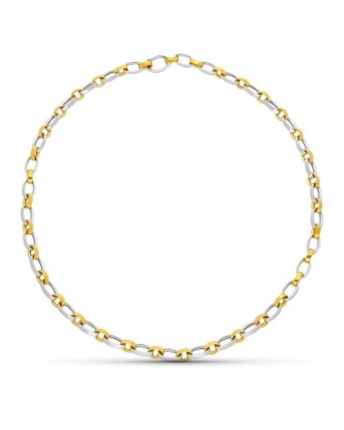 Gargantilla oro 18k bicolor eslabones ovales 18,0g