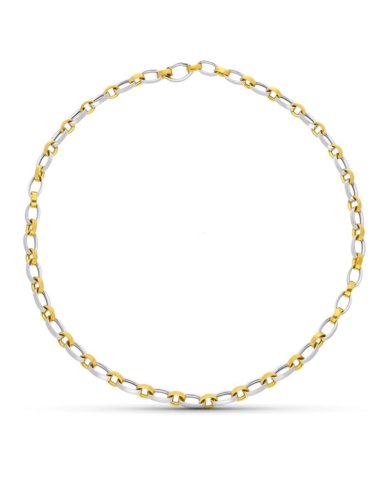 Gargantilla oro 18k bicolor eslabones ovales 18,0g
