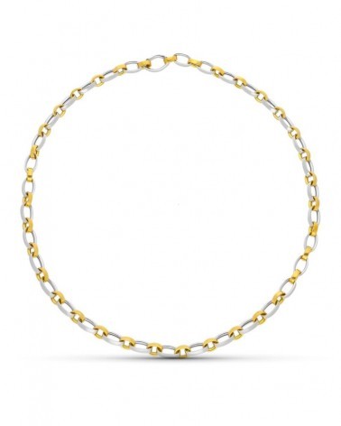 Gargantilla oro 18k bicolor eslabones ovales 18,0g