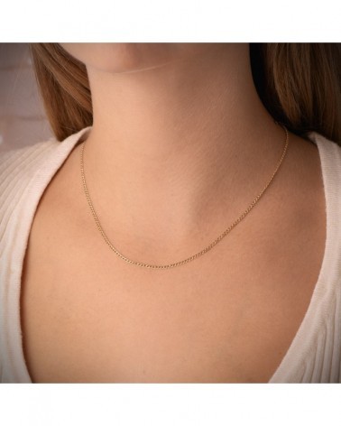 Cadena oro 18k barbada hueca 40cm 1mm