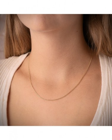 Cadena oro 18k barbada hueca 1mm 45cm