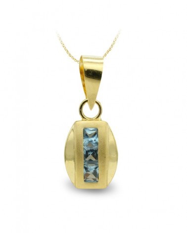 Colgante oro 18k amarillo circonitas azules rectangulares