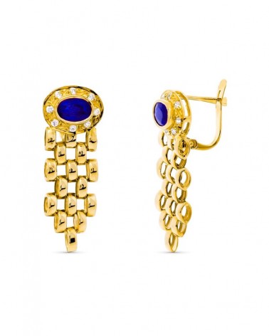 Pendientes oro 18k zafiro azul estilo Pantere omega