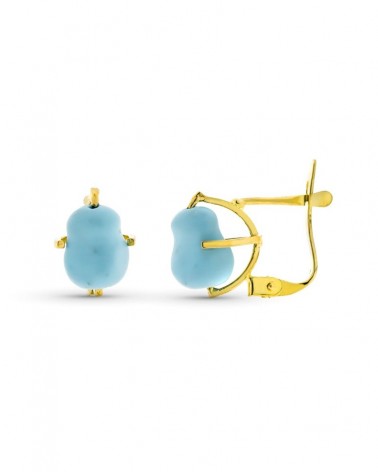 Pendientes oro 18k turquesa natural Arizona cierre catalán