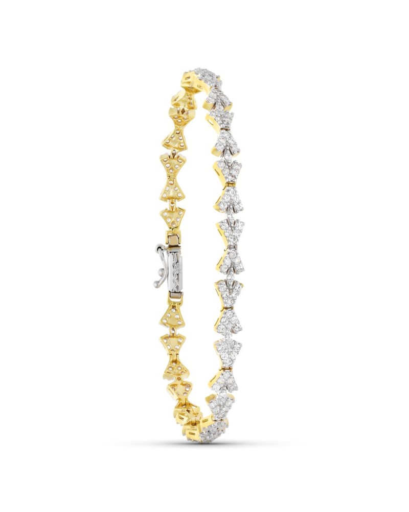 Pulsera oro 18k bicolor motivos geométricos 19,5cm