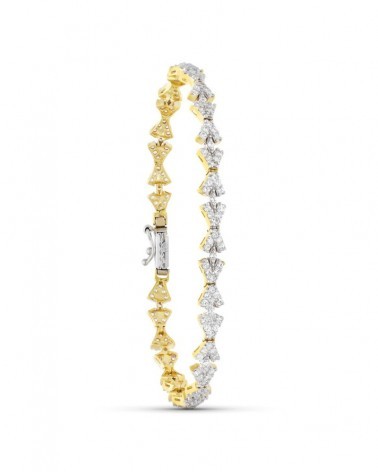 Pulsera oro 18k bicolor motivos geométricos 19,5cm