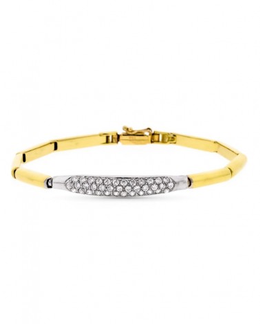 Pulsera oro 18k bicolor circonita 19cm