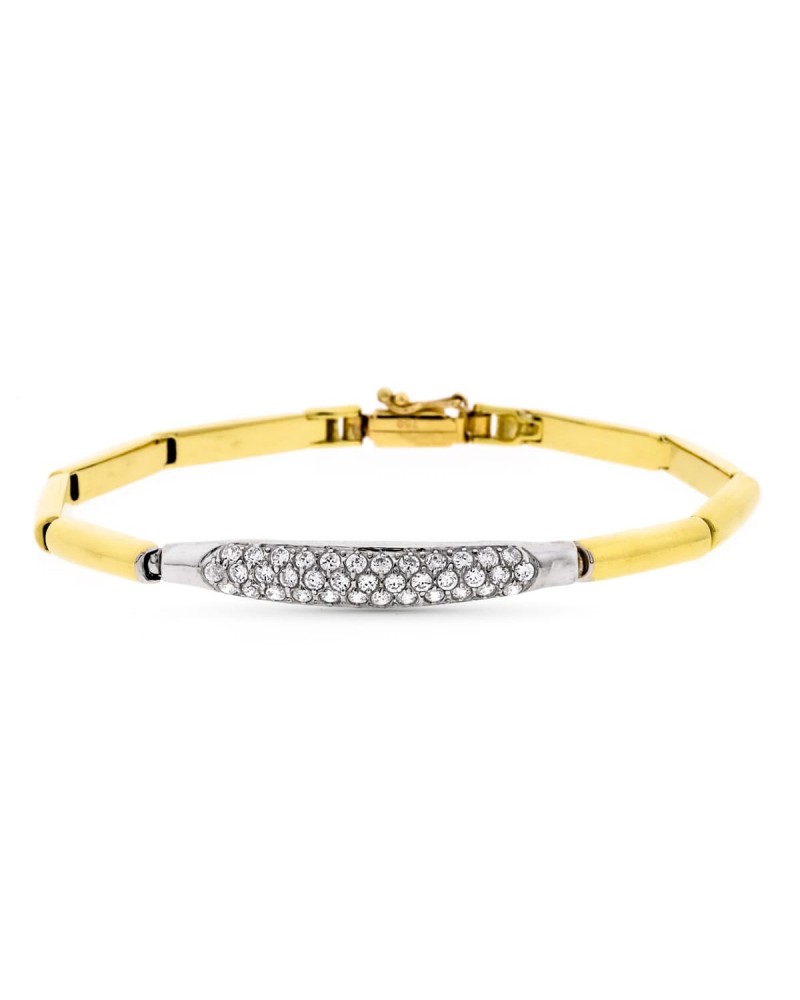 Pulsera oro 18k bicolor circonita 19cm