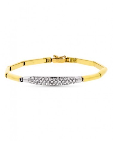 Pulsera oro 18k bicolor circonita 19cm