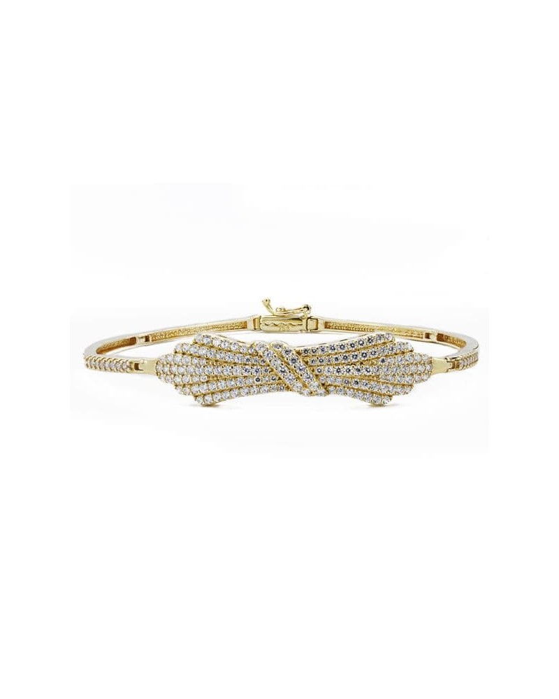 Pulsera oro 18k rígida circonitas mariposa 19cm