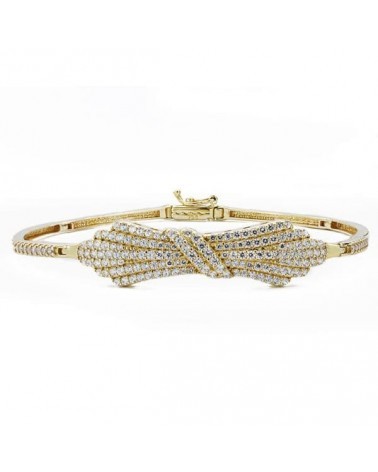 Pulsera oro 18k rígida circonitas mariposa 19cm