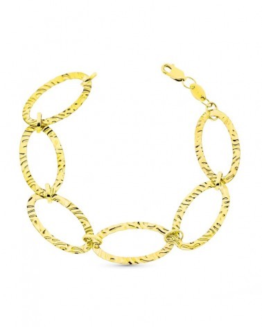 Pulsera oro 18k amarillo eslabones labrados 20cm