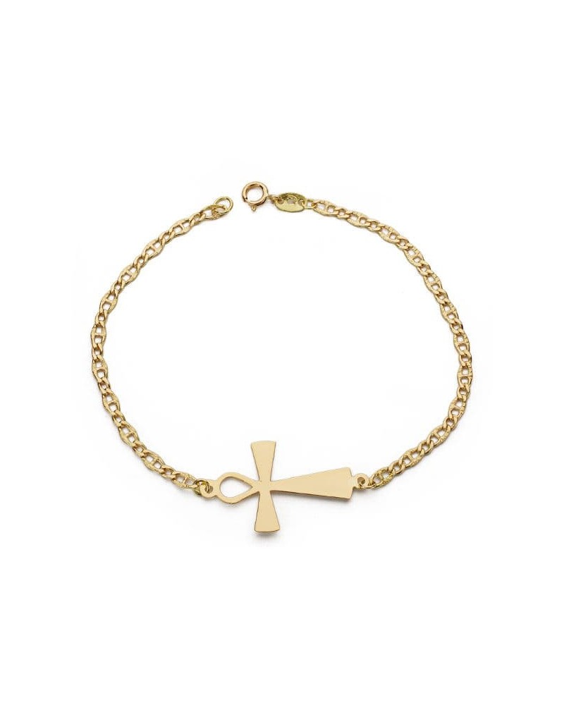 Pulsera oro 18k cruz egipcia ankh 19cm