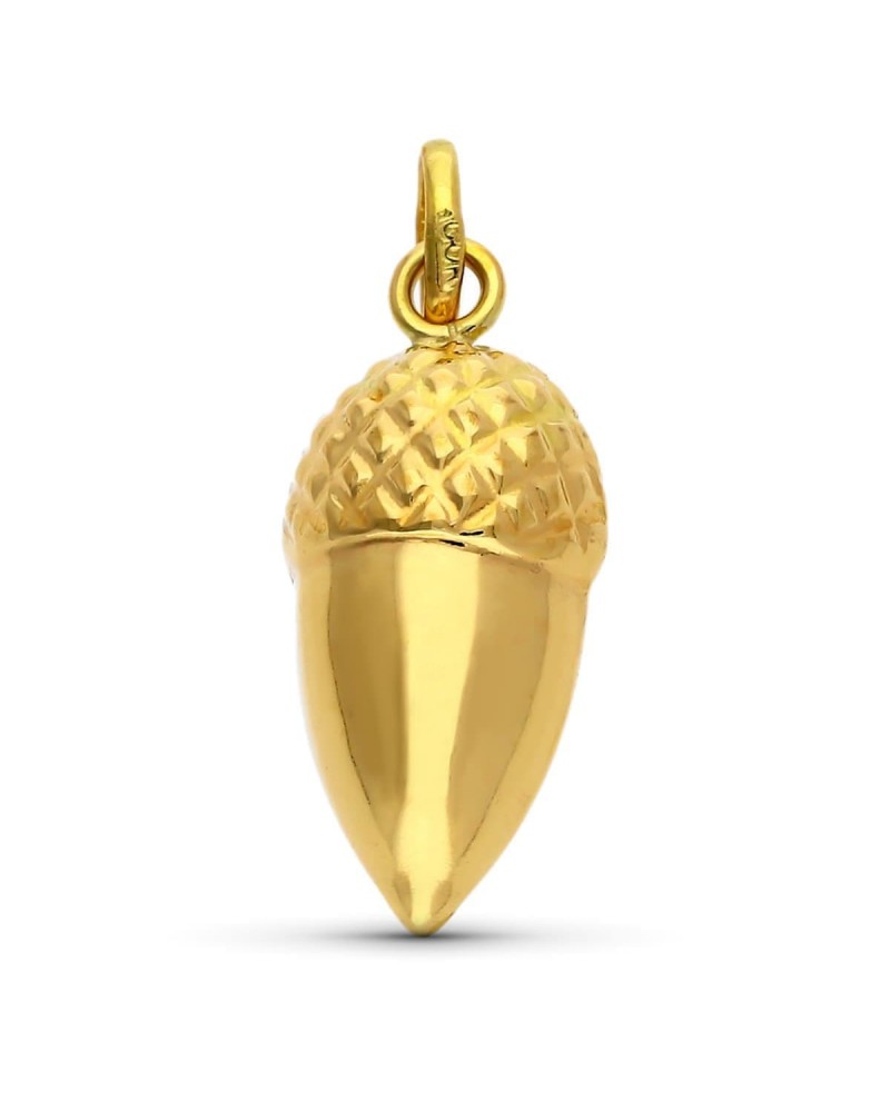 Colgante oro 18k bellota texturizada 16x7mm