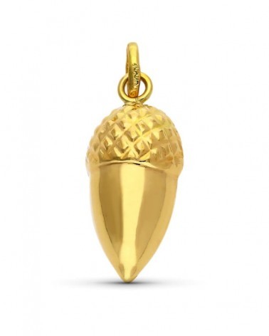 Colgante oro 18k bellota texturizada 16x7mm