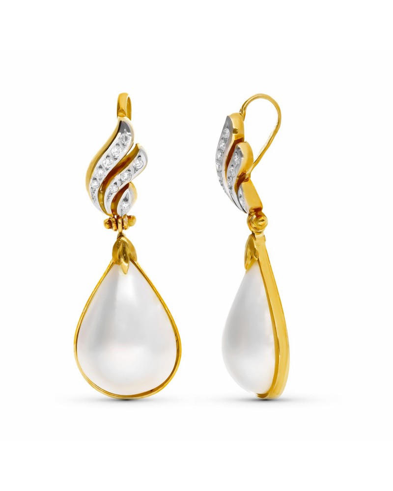 Colgante oro 18k perla japonesa pera circonitas