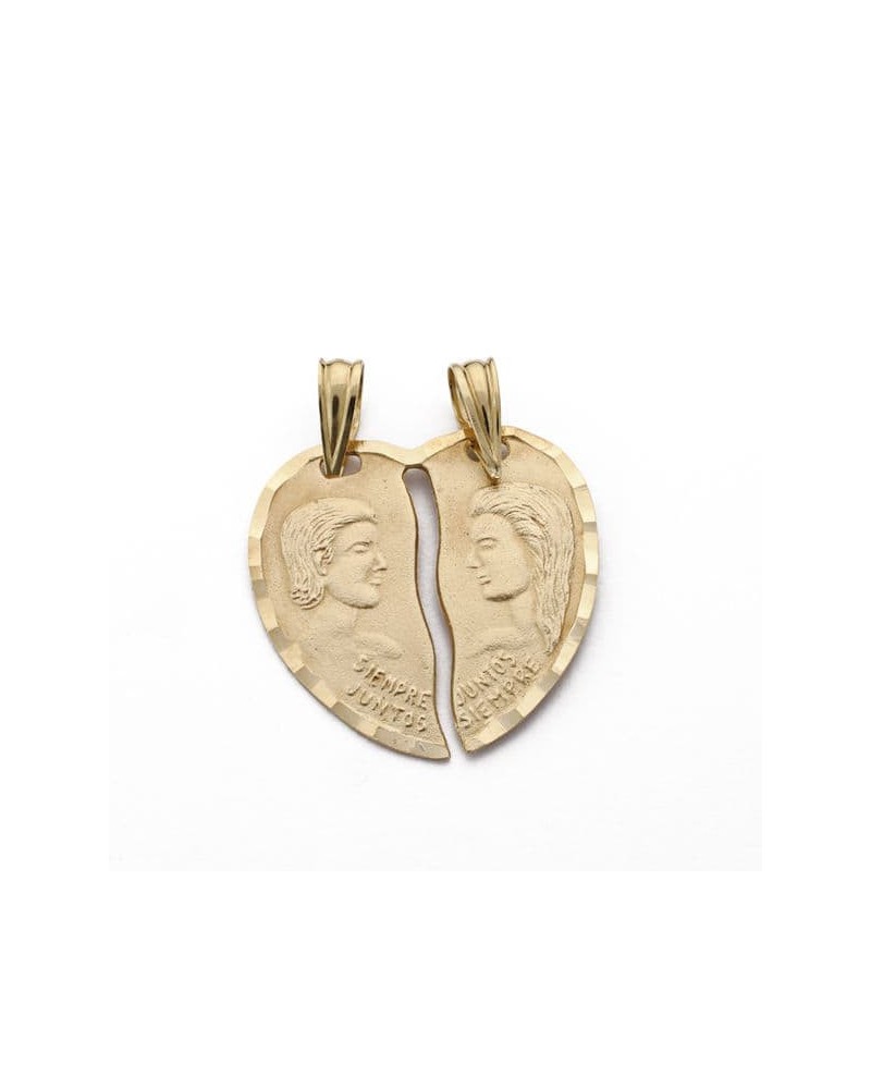 Colgante oro 18k corazón partido pareja 20x20 mm