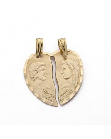 Colgante oro 18k corazón partido pareja 20x20 mm