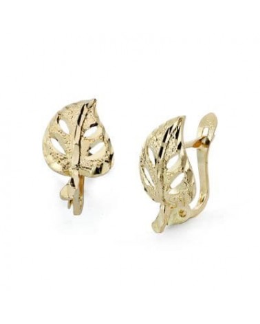 Pendientes oro 18k hoja calada cierre catalán 14x8mm