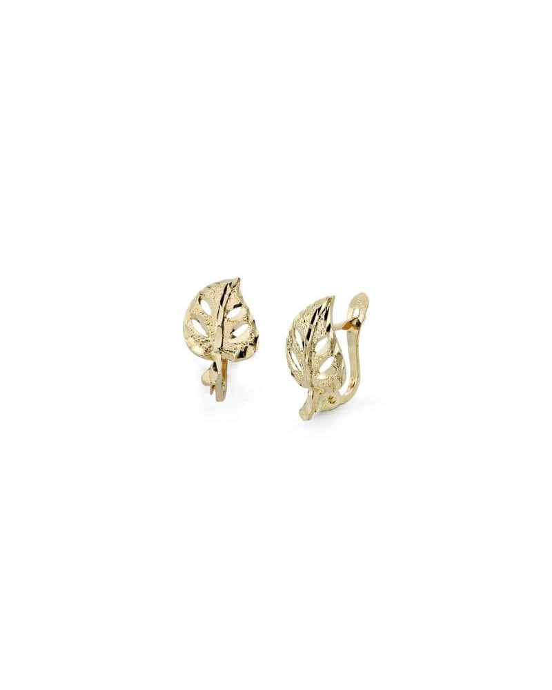 Pendientes oro 18k hoja calada cierre catalán 14x8mm