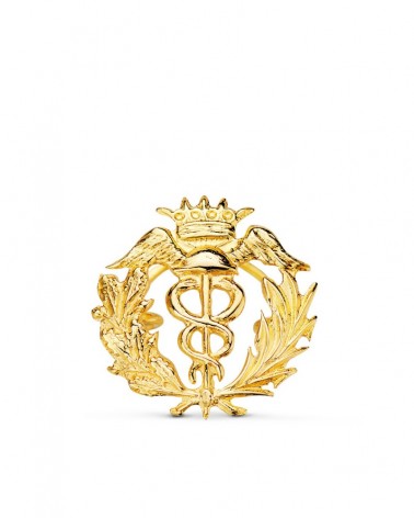 Insignia oro 18k comercio corona águila 16x16mm
