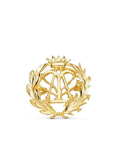 Insignia oro 18k física laurel corona 15x15mm
