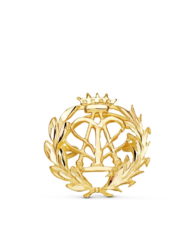Insignia oro 18k física laurel corona 15x15mm