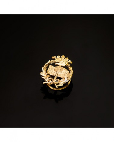 Insignia oro 18k geológicas corona 17x14mm