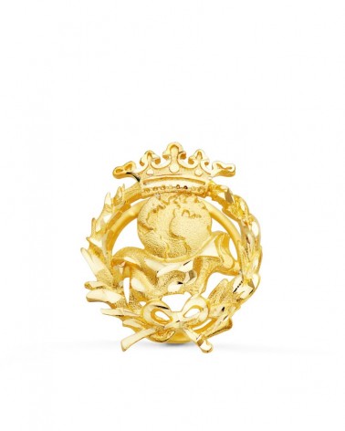 Insignia oro 18k geografía con corona 17x14mm