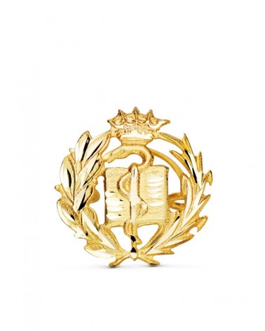 Insignia oro 18k medicina corona laurel 16x15mm