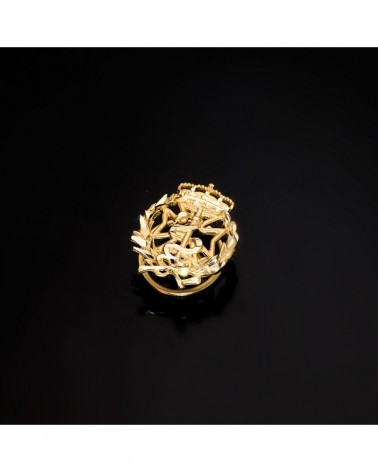 Insignia oro 18k odontología corona laurel 17x14mm