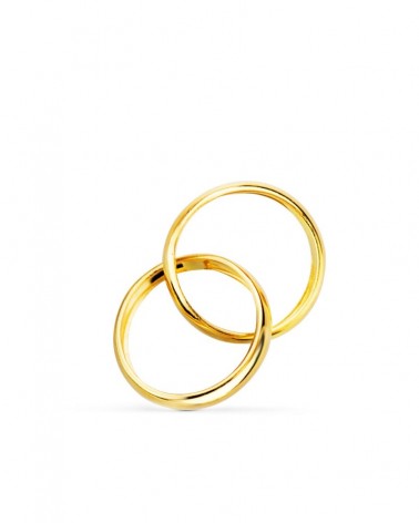 Colgante oro 18k dos alianzas entrelazadas 9mm