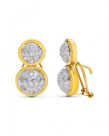 Pendientes oro 18k bicolor tú y yo circonita omega