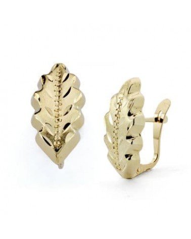 Pendientes oro 18k hoja lapidada 18x8mm cierre catalán