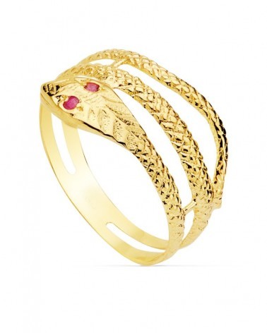 Sortija oro 18k serpiente rubí 10mm