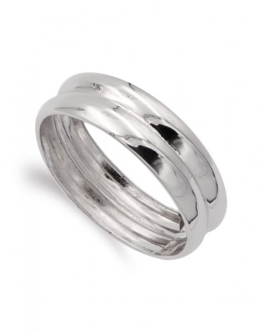 Sortija oro blanco 18k dos bandas lisas 7mm
