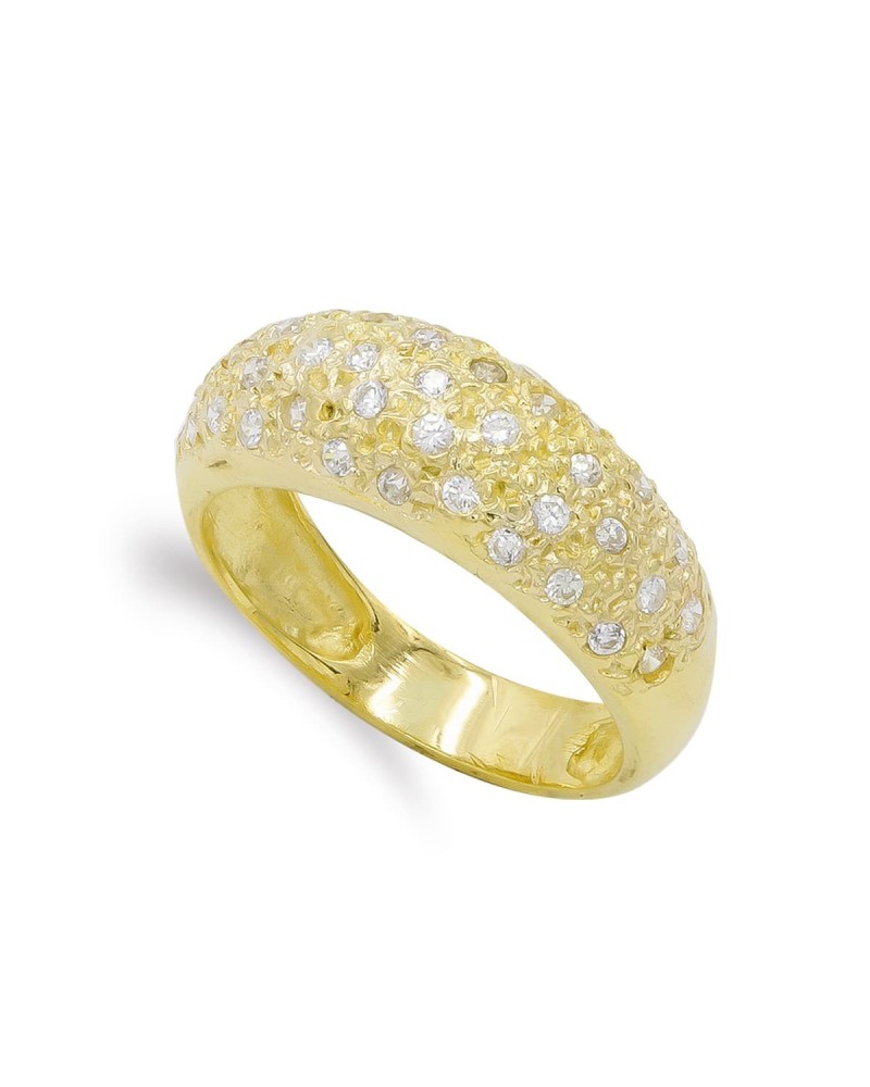 Sortija oro 18k amarillo circonitas pavé ancho 8,5mm