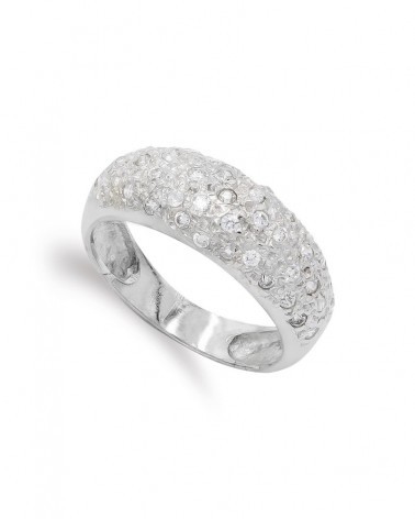 Sortija oro blanco 18k esmeraldas ancho 7,5mm